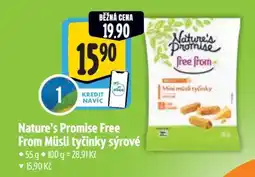 Albert Nature's Promise Free From Müsli tyčinky sýrové nabídka