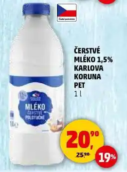 Penny Market Čerstvé mléko 1,5% Karlova Koruna PET nabídka