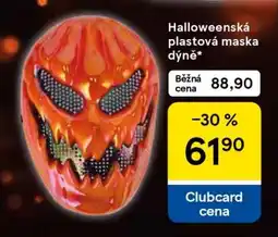 Tesco Halloweenská plastová maska dýně nabídka