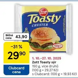 Tesco Zott Toasty sýr nabídka