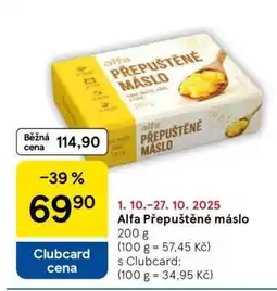 Tesco Alfa Přepuštěné máslo nabídka
