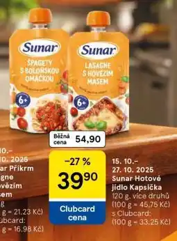 Tesco Sunar Hotové jídlo Kapsička nabídka