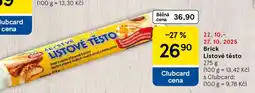 Tesco Brick Listové těsto nabídka