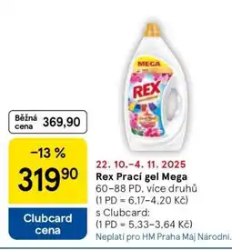 Tesco Rex Prací gel Mega nabídka