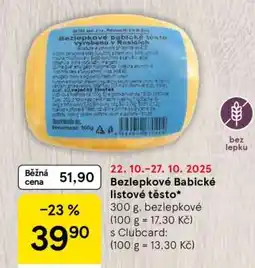 Tesco Bezlepkové Babičké listové těsto nabídka