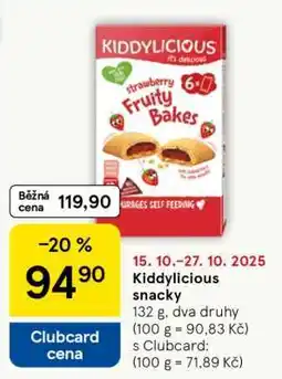 Tesco Kiddylicious snacky nabídka