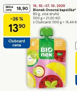Tesco Bionek Ovocná kapsička nabídka