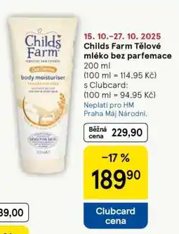 Tesco Childs Farm Tělové mléko bez parfemace nabídka