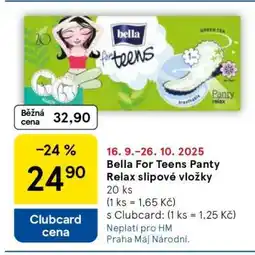 Tesco Bella For Teens Panty Relax slipové vložky nabídka