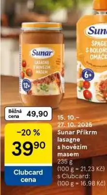 Tesco Sunar Příkrm lasagne s hovězím masem nabídka