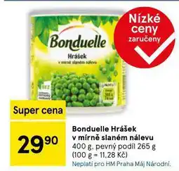Tesco Bonduelle hrášek v mírně slanm nálevu nabídka
