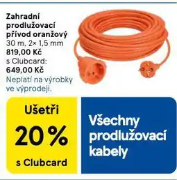 Tesco Zahradní prodlužovací přívod oranžový nabídka