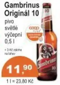 Coop Gambrinus Originál 10 pivo výčepní nabídka
