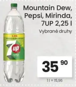 Kubík potraviny Mountain Dew, Pepsi, Mirinda, 7UP nabídka