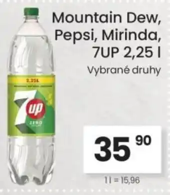 Kubík potraviny Mountain Dew, Pepsi, Mirinda, 7UP nabídka