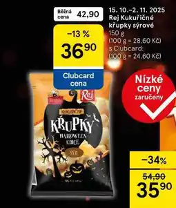 Tesco Rej Kukuřičné křupky sýrové, 150 g nabídka
