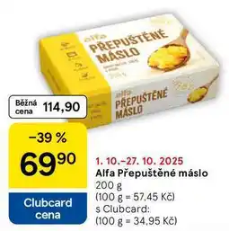 Tesco Alfa Přepuštěné máslo, 200 g nabídka