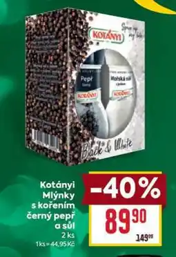 Billa Kotányi Mlýnky s kořením černý pepř a sůl nabídka