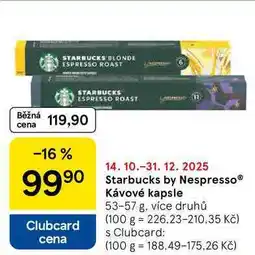 Tesco Starbucks by Nespresso Kávové kapsle, 53-57 g nabídka