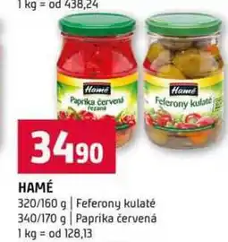 Terno Hamé feferony kulaté 320g nabídka