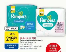 Tesco Pampers Čisticí ubrousky, 6x 52 ks nabídka