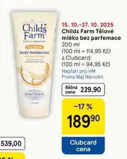 Tesco Childs Farm Tělové mléko bez parfemace, 200 ml nabídka