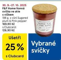 Tesco F&F Home Vonná svíčka ve skle s víčkem, 198 g nabídka