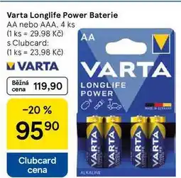 Tesco Varta Longlife Power Baterie AA nebo AAA, 4 ks nabídka