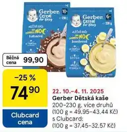 Tesco Gerber Dětská kaše, 200-230 g, více druhů nabídka