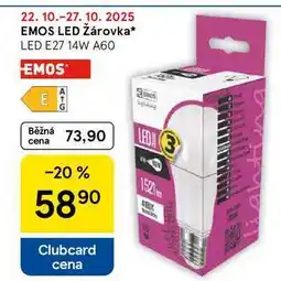 Tesco EMOS LED Žárovka, LED E27 14W A60 nabídka
