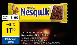 Tesco Nestlé Cereální tyčinka, 17-25 g, více druhů nabídka