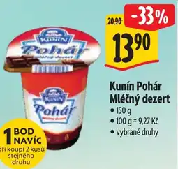 Albert Kunín Pohár Mléčný dezert nabídka