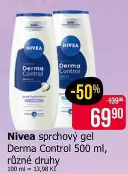 Teta Nivea sprchový gel Derma Control 500 ml, různé druhy nabídka