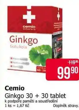 Teta Cemio Ginkgo 30+30 tablet k podpoře paměti a soustředění nabídka