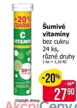 Teta Šumivé C vitamíny bez cukru 24 ks, různé druhy nabídka