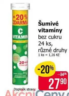 Teta Šumivé C vitamíny bez cukru 24 ks, různé druhy nabídka