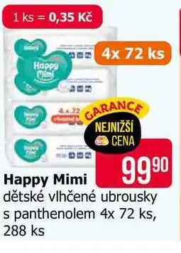 Teta Happy Mimi dětské vlhčené ubrousky s panthenolem 4x 72 ks, 288 ks nabídka