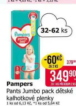 Teta Pampers Pants Jumbo pack dětské kalhotkové plenky 32-62ks nabídka