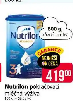 Teta Nutrilon pokračovací mléčná výživa 800 g nabídka