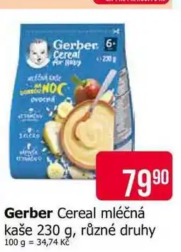 Teta Gerber Cereal mléčná kaše 230 g, různé druhy nabídka
