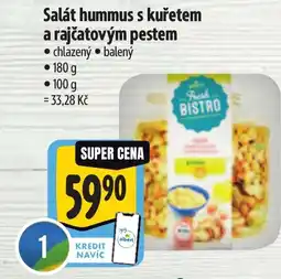 Albert Salát hummus s kuřetem a rajčatovým pestem nabídka