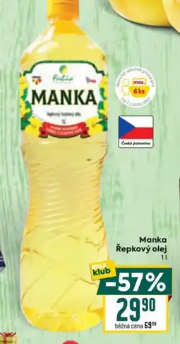 Billa Manka Řepkový olej nabídka