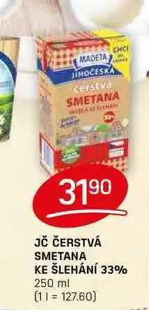 Flop JČ ČERSTVÁ SMETANA KE ŠLEHÁNÍ 33% 250 ml nabídka