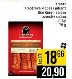 Jip Kmotr Kmotrova klobása pikant Duo Kmotr salám Lovecký salám plátky nabídka