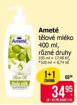 Teta Ameté tělové mléko nabídka