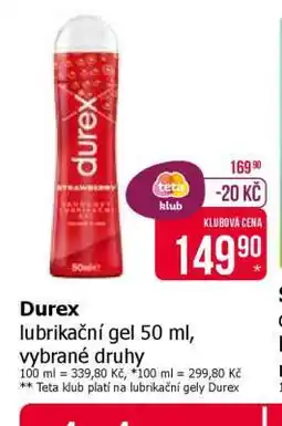 Teta Durex lubrikační gel 50 ml, vybrané druhy nabídka