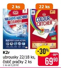 Teta K2r ubrousky 22/18 ks, čistič pračky 2 ks nabídka
