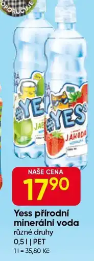 Hruška Yess přírodní minerální voda nabídka