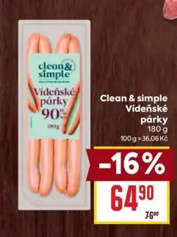 Billa clean & simple Vídeňské párky nabídka