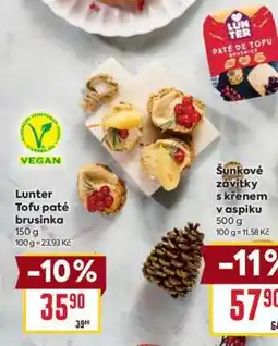 Billa Lunter Tofu paté brusinka nabídka